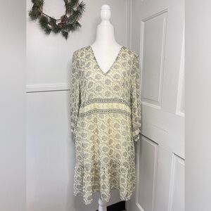 Ba&sh Becky Sheer Floral Block Print Mini Babydoll Dress in Ecru